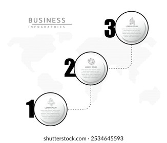 Vector infographic business presentation template with circular interconnection with 3 options.