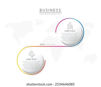 Modelo de apresentação de negócios infográfico vetorial com interconexão circular com 2 opções.