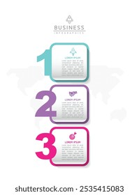 Vector infographic business presentation template connected with 3 options