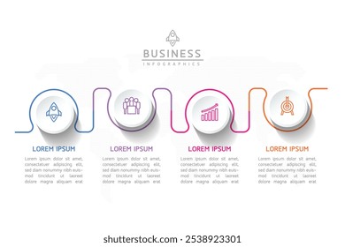 Vector infographic business presentation template with circular interconnection with 4 options.