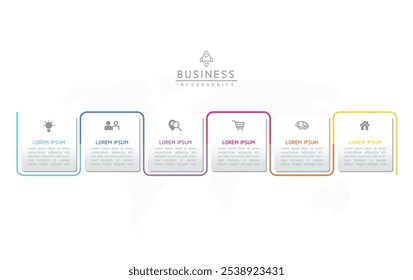 Vector infographic business presentation template connected with 6 options