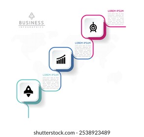 Vector infographic business presentation template connected with 3 options