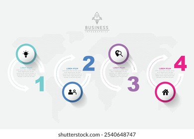 Vector infographic business presentation template with circular interconnection with 4 options.
