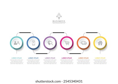 Vector infografía Plantilla de presentación de negocios con interconexión circular con 6 opciones.