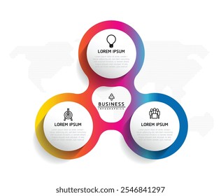 Vector infografía Plantilla de presentación de negocios con interconexión circular con 3 opciones.