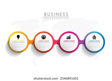 Vector infographic business presentation template with circular interconnection with 4 options.
