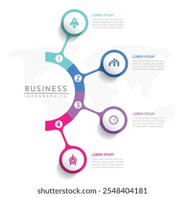 Vector infographic business presentation template with circular interconnection with 4 options.
