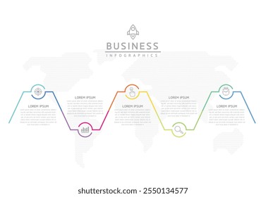 Plantilla de presentación de negocios de infografía de Vector conectada con 5 opciones