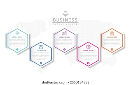 Vector infographic business presentation template connected with 5 options
