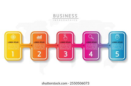 Vector infographic business presentation template connected with 5 options
