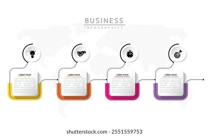 Vector infographic business presentation template connected with 4 options
