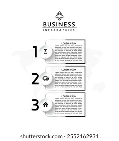 Vector infographic business presentation template with circular interconnection with 3 options.