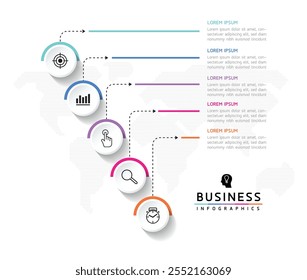 Vector infografía Plantilla de presentación de negocios con interconexión circular con 6 opciones.