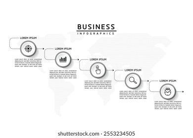 Vector infographic business presentation template connected with 5 options