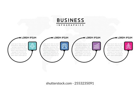 Vector infografía Plantilla de presentación de negocios con interconexión circular con 4 opciones.
