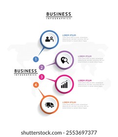 Vector infographic business presentation template with circular interconnection with 4 options.