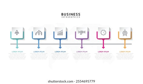 Vector infographic business presentation template connected with 6 options