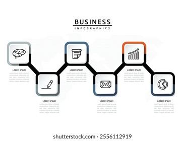 Vector infographic business presentation template connected with 6 options