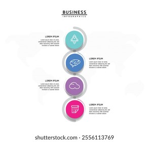 Vector infographic business presentation template with circular interconnection with 4 options.