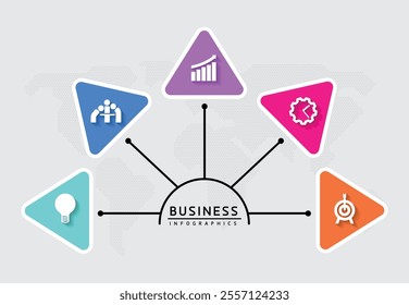 Vector infographic business presentation template connected with 5 options