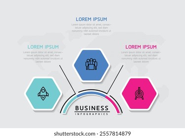 Vector infographic business presentation template connected with 3 options