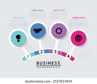 Vector infographic business presentation template with circular interconnection with 4 options.