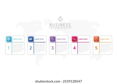 Vector infographic business presentation template connected with 5 options