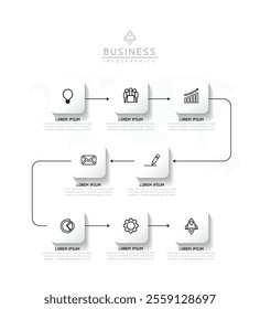 Vector infographic business presentation template connected with 8 options