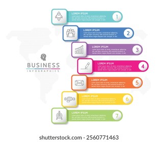 Vector infographic business presentation template connected with 7 options