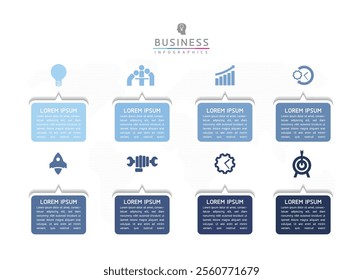 Vector infographic business presentation template connected with 8 options