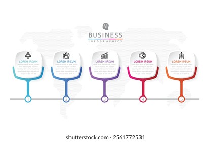 Vector infographic business presentation template connected with 5 options