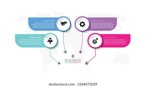 Vector infographic business presentation template with circular interconnection with 4 options.