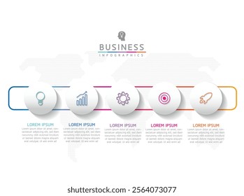 Vector infographic business presentation template with circular interconnection with 5 options.