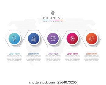 Vector infographic business presentation template connected with 5 options