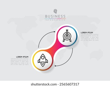 Vector infographic business presentation template with circular interconnection with 2 options.