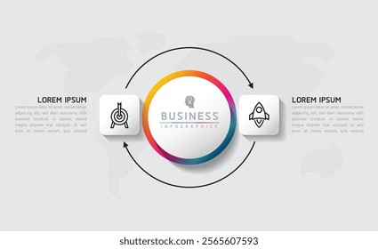 Vector infographic business presentation template with circular interconnection with 2 options.