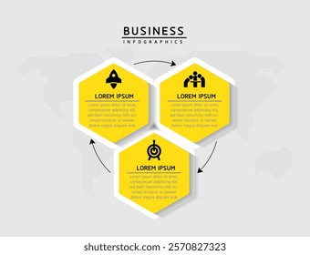 Vector infographic business presentation template connected with 3 options
