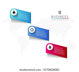 Vector infographic business presentation template connected with 3 options