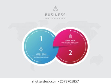 Vector infographic business presentation template with circular interconnection with 2 options.