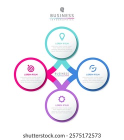 Vector infographic business presentation template with circular interconnection with 4 options.