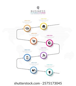 Vector infographic business presentation template with circular interconnection with 8 options.