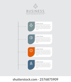 Vector infographic business presentation template connected with 4 options
