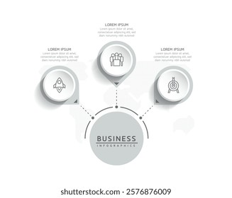 Vector infographic business presentation template with circular interconnection with 3 options.