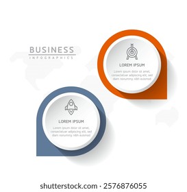 Vector infographic business presentation template with circular interconnection with 2 options.