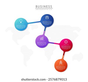 Vector infographic business presentation template with circular interconnection with 5 options.
