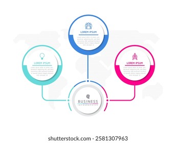 Vector infographic business presentation template with circular interconnection with 3 options.
