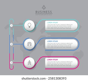 Vector infographic business presentation template with circular interconnection with 3 options.
