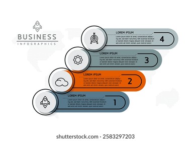 Vector infographic business presentation template with circular interconnection with 4 options.