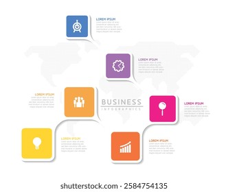 Vector infographic business presentation template connected with 6 options
