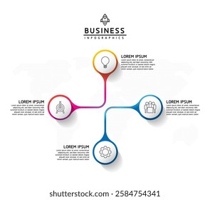Vector infographic business presentation template with circular interconnection with 4 options.